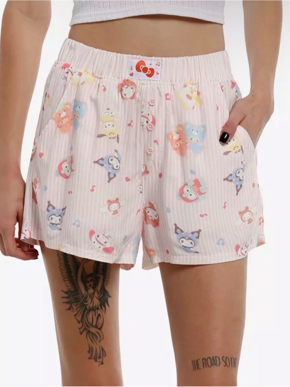 Hot Topic Sanrio Hello Kitty Pajama Costume Stripe Elastic Lounge Boxer Shorts